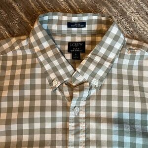 J. Crew Button Down Slim Untucked Shirt (Tan/White)